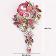 Large Rhinestone Brooch Pin with Sparkling Stones for Women