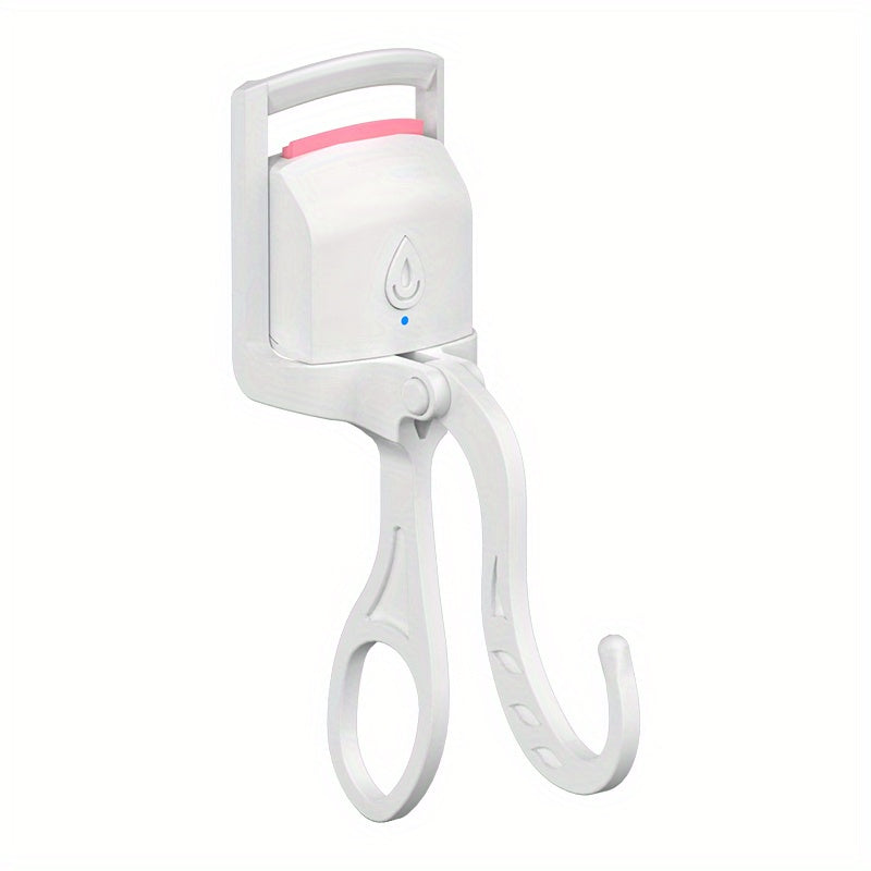 USB Rechargeable Electric Eyelash Curler with Silicone Clip White Pink Long-Lasting Safe