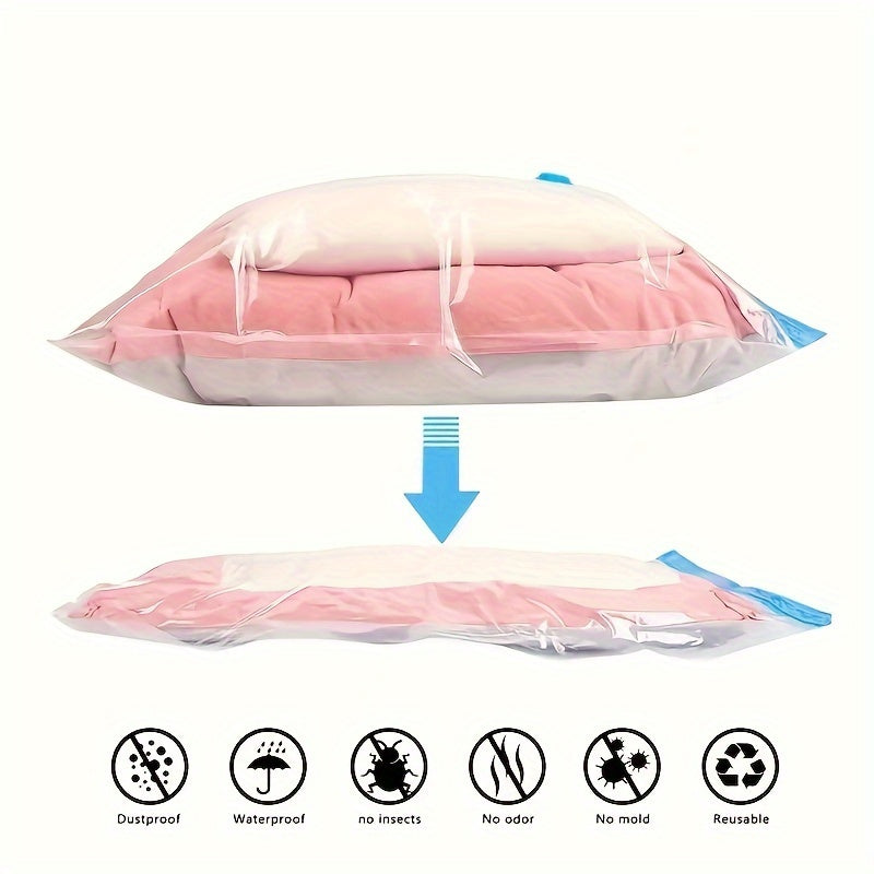 Transparent Vacuum Storage Bags Set of 5 for Clothes Space Saving Travel and Home