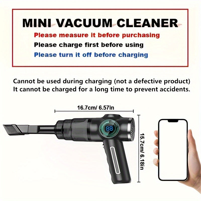 Mini Handheld Vacuum Cleaner 3-in-1 USB Rechargeable Car Office Home