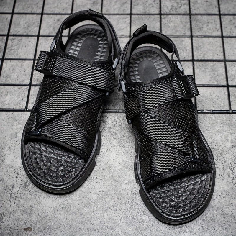 Sandalias de tela ajustables para hombre con hebilla para exteriores, casuales, acuáticas y de playa