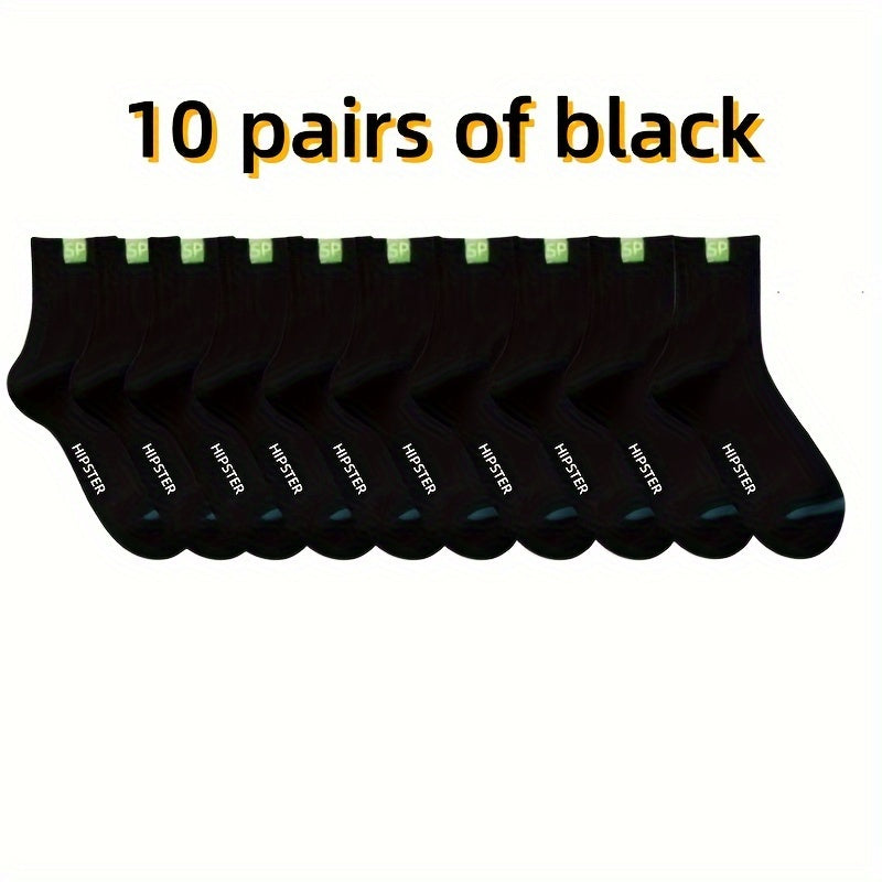 Men's Business Socks 5 or 10 Pairs Mid-Tube Odor-Resistant Breathable Moisture-Wicking