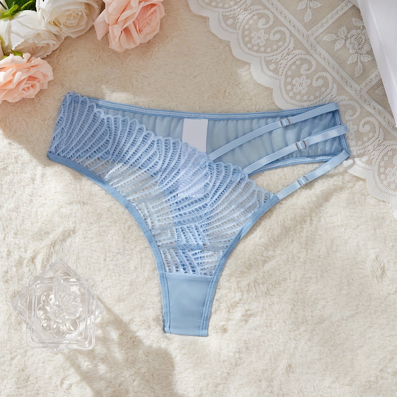 Women's Lace Triangle Panties and Sheer Mesh Thong Sexy Lingerie Underwear