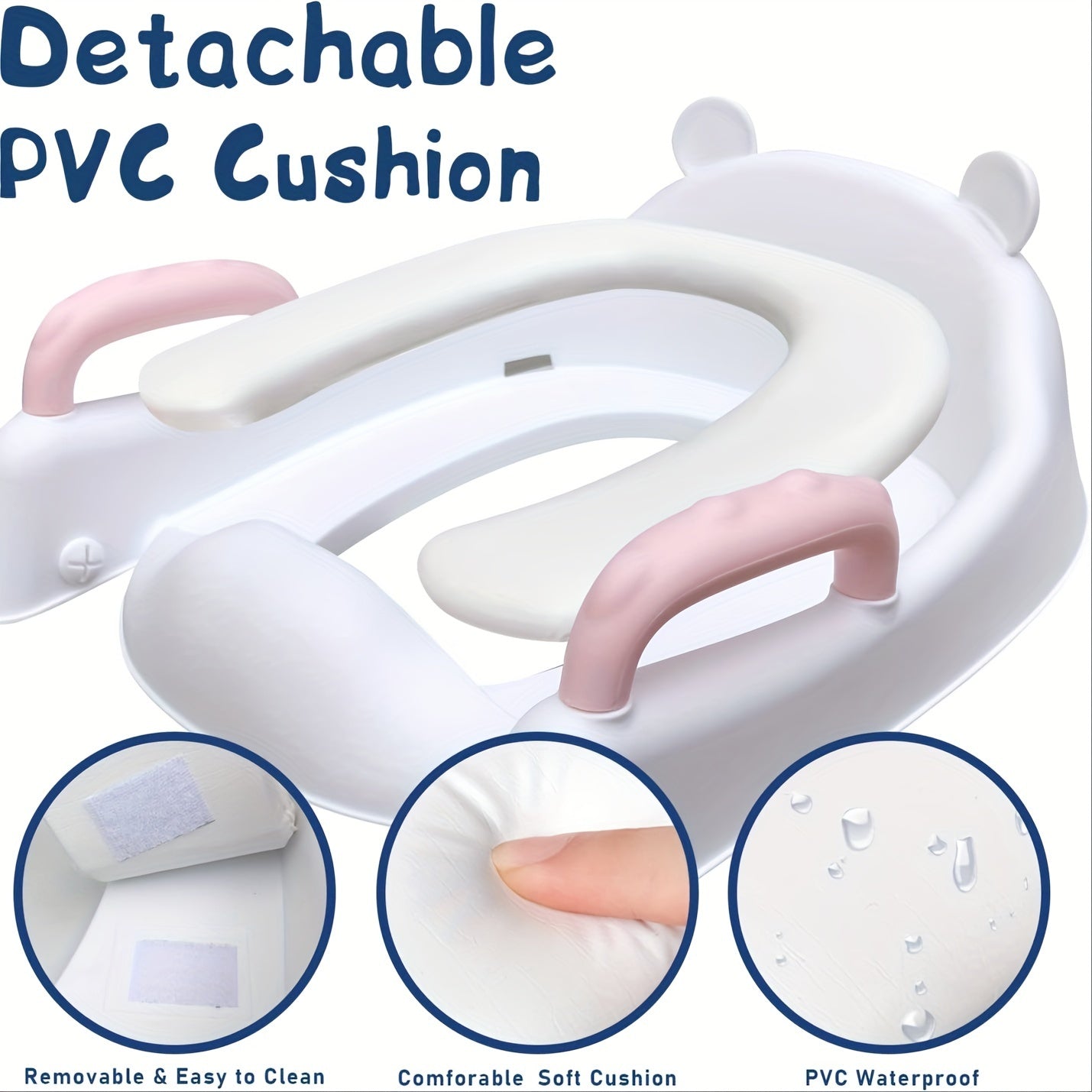 Детский горшок с лестницей - розовый, регулируемая высота, противоскользящие, безопасные ручки