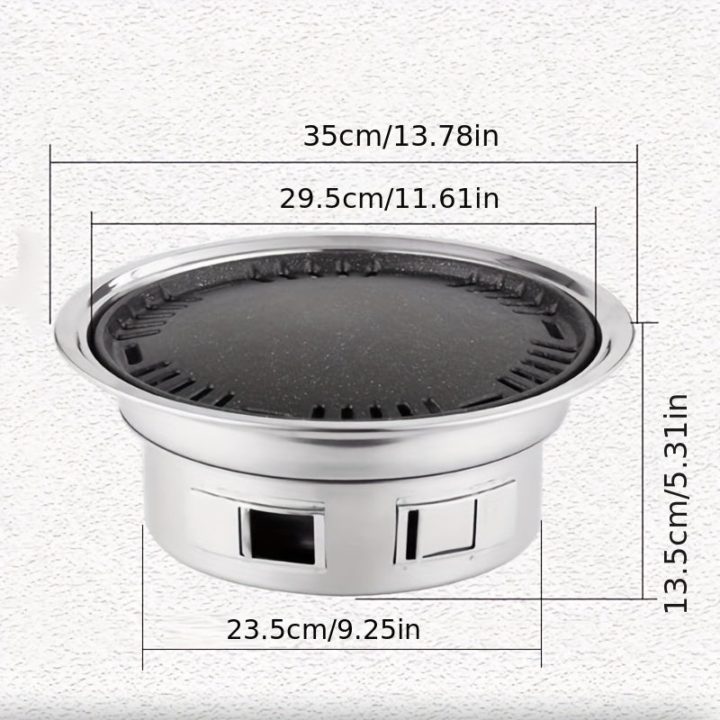 Stainless Steel Korean BBQ Grill Pan for Indoor Outdoor Use Smokeless Portable Grill