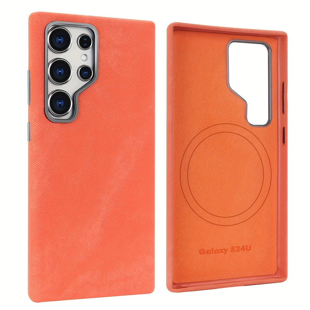 Magnetic Phone Case for Samsung Galaxy S24 Ultra Wireless Charging Polyester Fiber