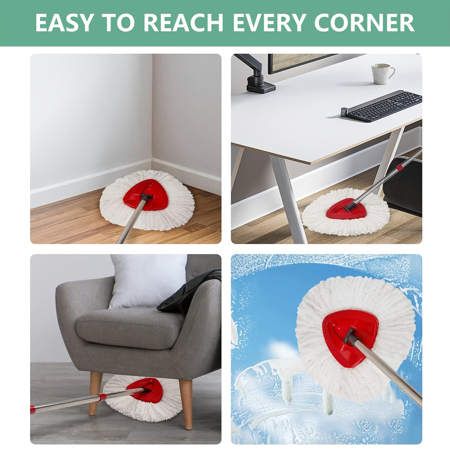 Pack of 3 Superfine Fiber Swivel Mop Heads for 14.48cm Triangular Mops