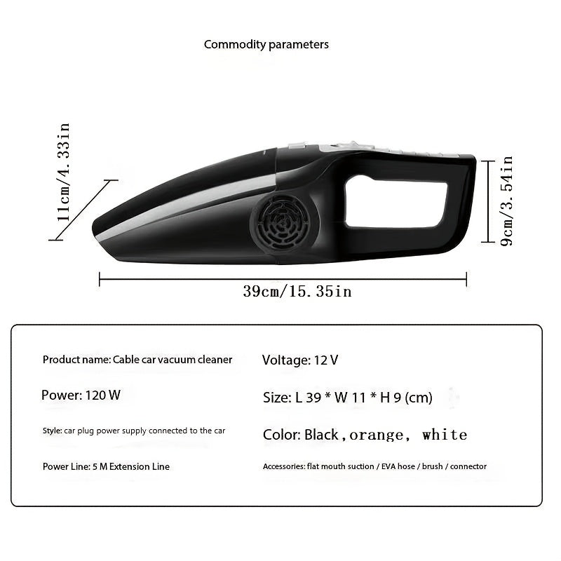 Car Vacuum Cleaner Mini 12V Corded Strong Suction for Small Cars