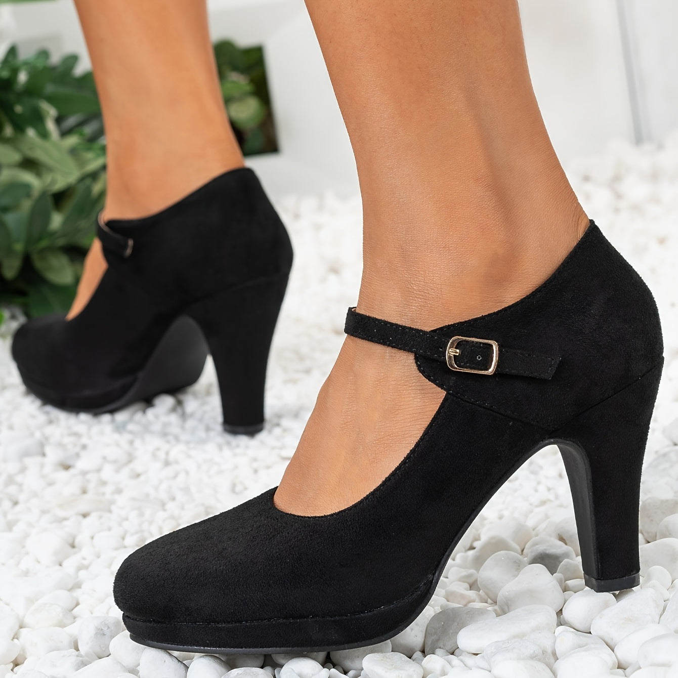 Women High Heel Platform Shoes Elegant Party Dress Heel Black Size 7