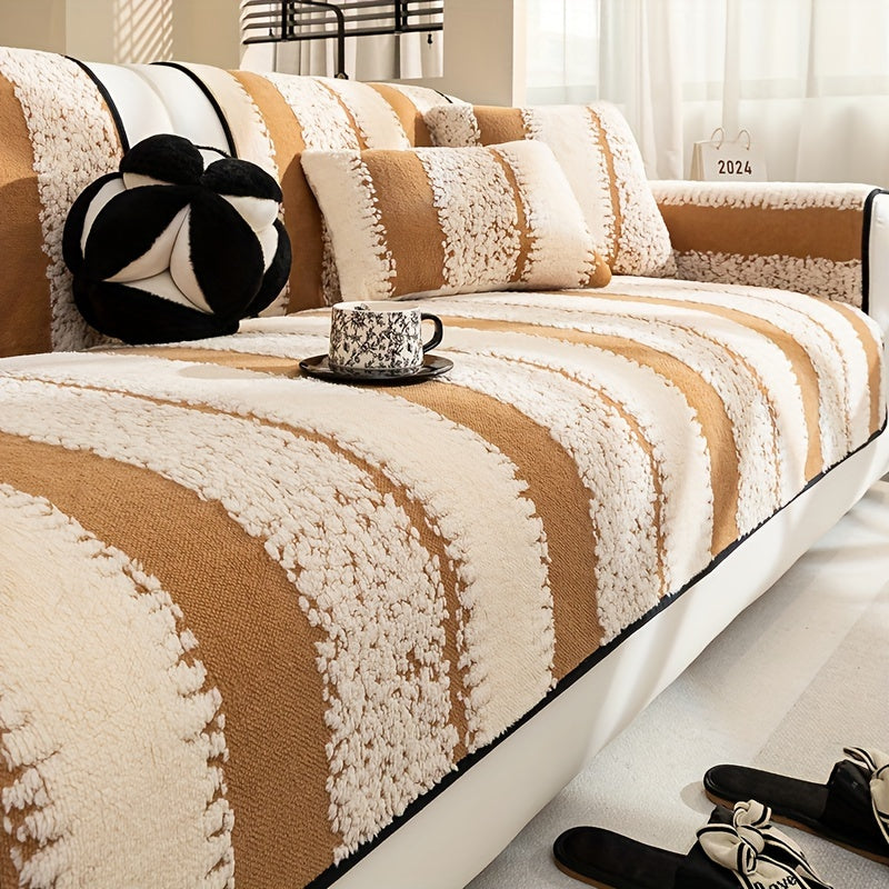 Современная плюшевая накидка на диван дышащая противоскользящая моющаяся подходит для различных размеров диванов для дома и офиса