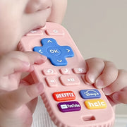 Silicone Teething Toy in Pink Remote Control Design for Babies 0+ Safe Durable Easy to Clean