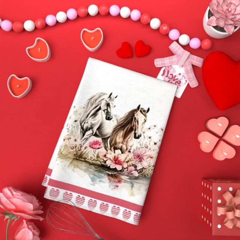 Набор из 2 кухонных полотенец с цветами, полосами, лошадьми 45,72x66,04 см Декор для дома