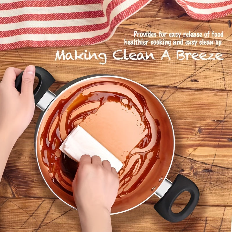 Set of 6 Nonstick Ceramic Cookware with Lids, Copper Aluminum, Induction Compatible