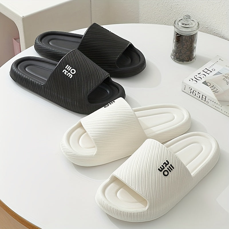 Women's Summer Slides Non-Slip EVA Sole Striped Indoor Outdoor