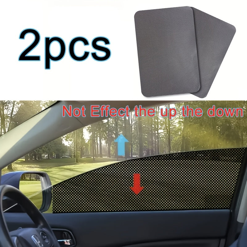 2-Pack Black Mesh Car Sun Shade Stickers UV Heat Blocker Plaid Window Decal