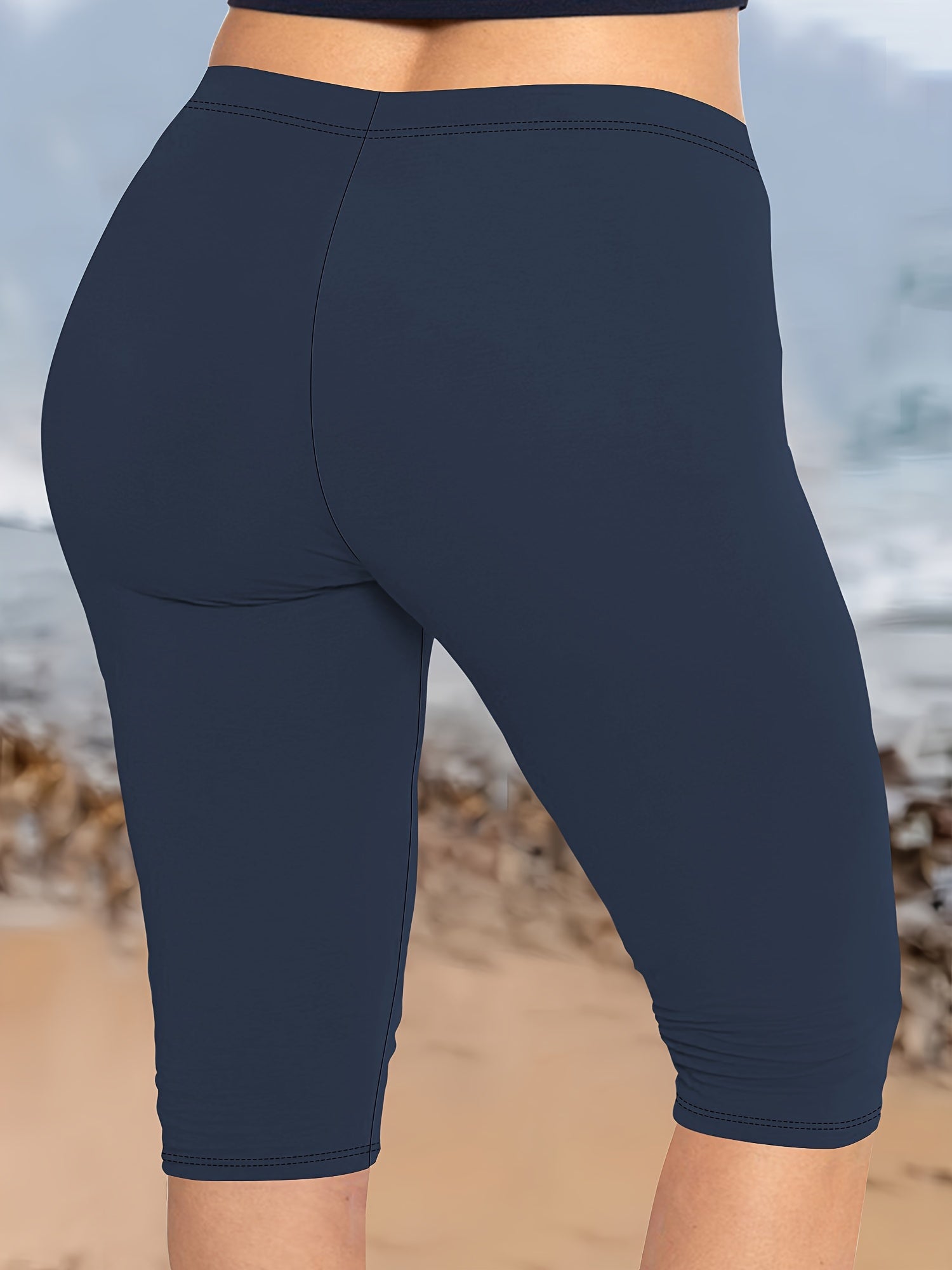 Plus Size Leopard Print High-Waisted Capri Leggings Stretchy Casual Summer Black Brown