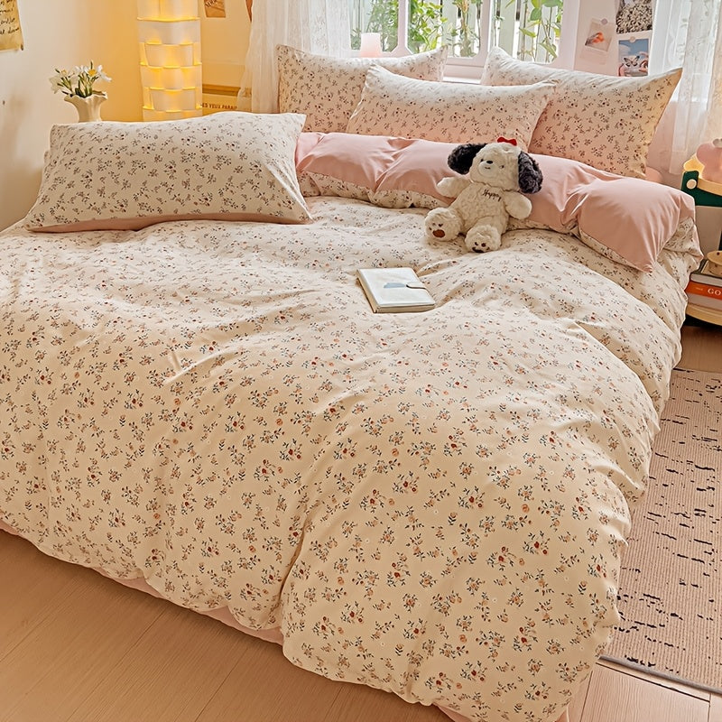 Yumshoq gullar naqshidagi yotoq to'plami, yostiq qoplari bilan birga, nafas oladigan polyesterdan tayyorlangan va zip yopilishi mavjud. Har mavsum uchun mos, yotoqxona va mehmonxonalar uchun mukammal.