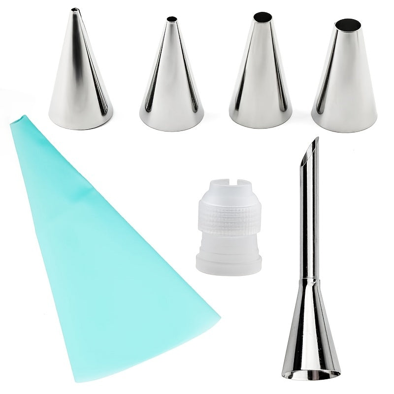 Set of 6 Silicone Pastry Icing Piping Bags and Tips for Cakes and Cupcakes