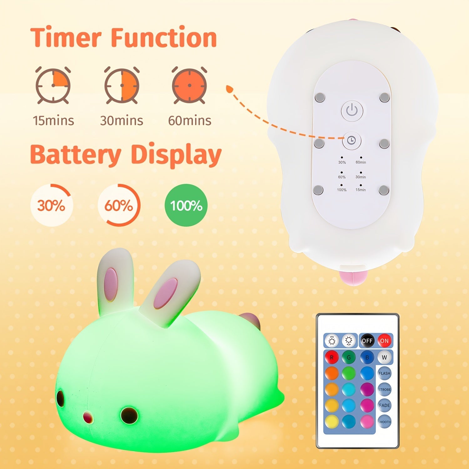 Night Light for Teen Girls Rechargeable Silicone 16 Colors Remote Gift