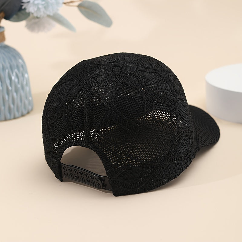 Adjustable Mesh Baseball Cap for Outdoor Sun Protection Breathable Polyester