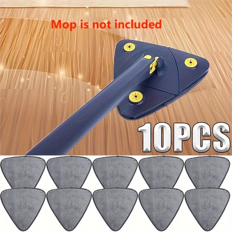Qattiq va yuvilishi mumkin bo'lgan uchburchak tozalash padlari - Pol va shisha tozalash uchun 10 dona mikrofiber chang mopu almashtirish boshliqlari, zarur tozalash materiallari aksessuarlar