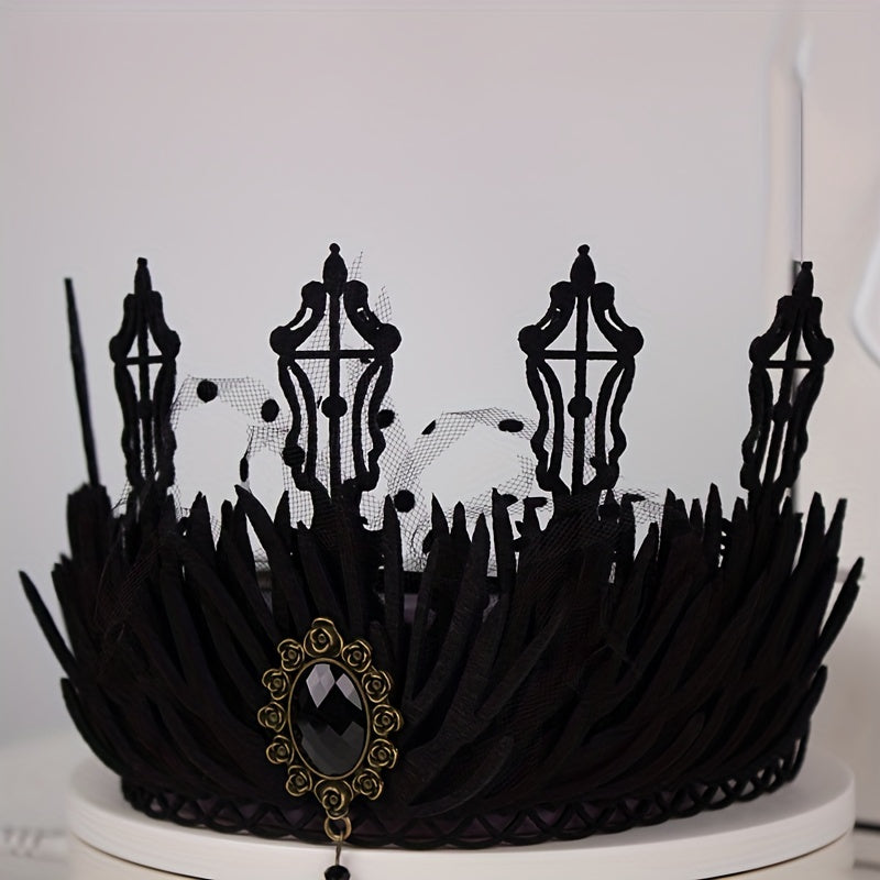 Cabeza de bola de maquillaje de Halloween: corona vintage para rey, princesa, bruja en estilo gótico. Perfecto para disfraces de cosplay y accesorios para el cabello.