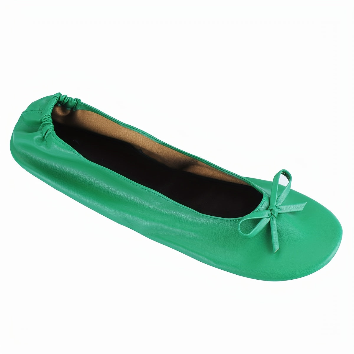 Women's Ballet Flats Foldable Travel Shoes with Removable Pouch Black
