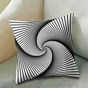 Contemporary Geometric Throw Pillow Cover 44.96x44.96 cm Black White Striped Dotted Grid