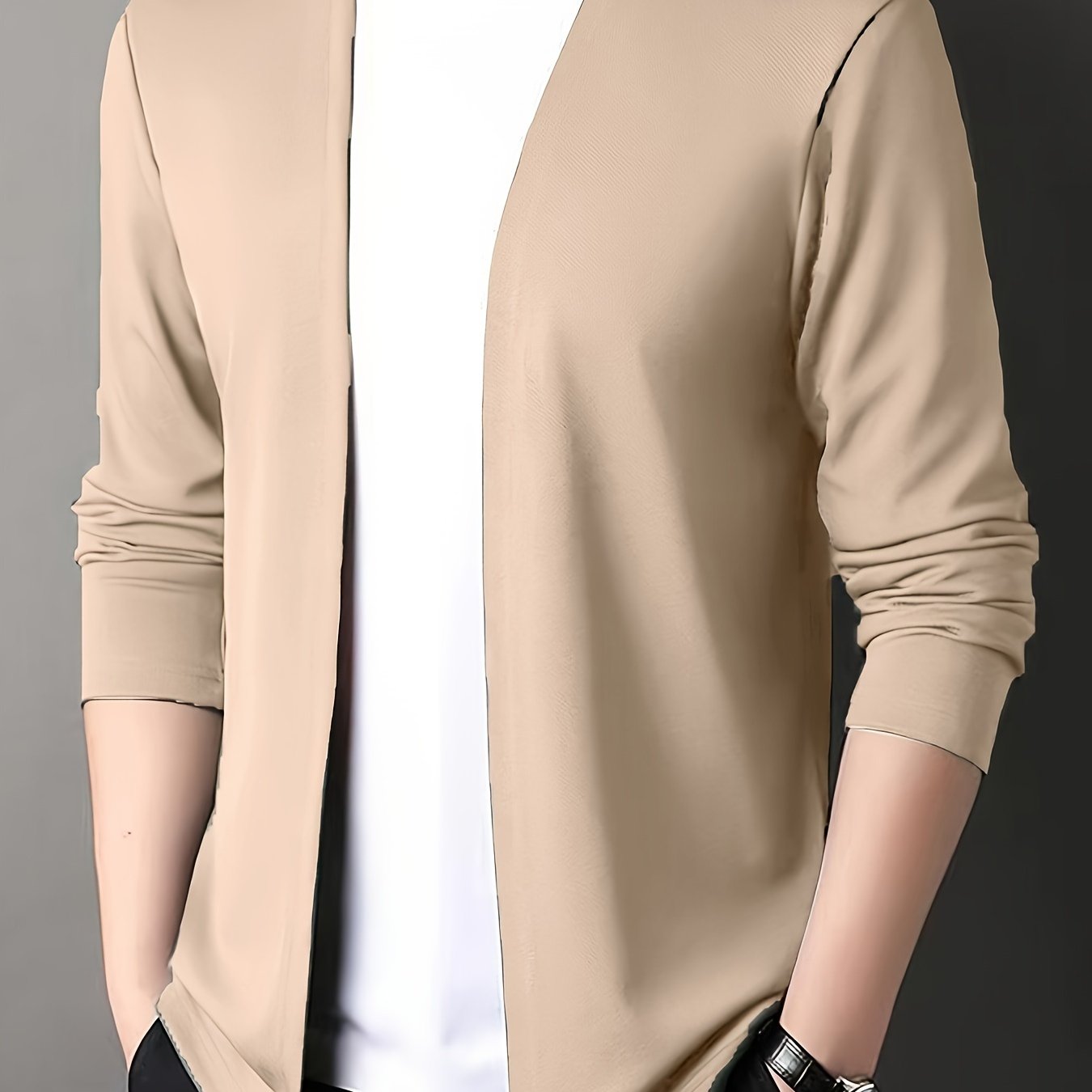 Men's Slim Fit Knitted Cardigan Long Sleeve Solid Casual Fall Polyester