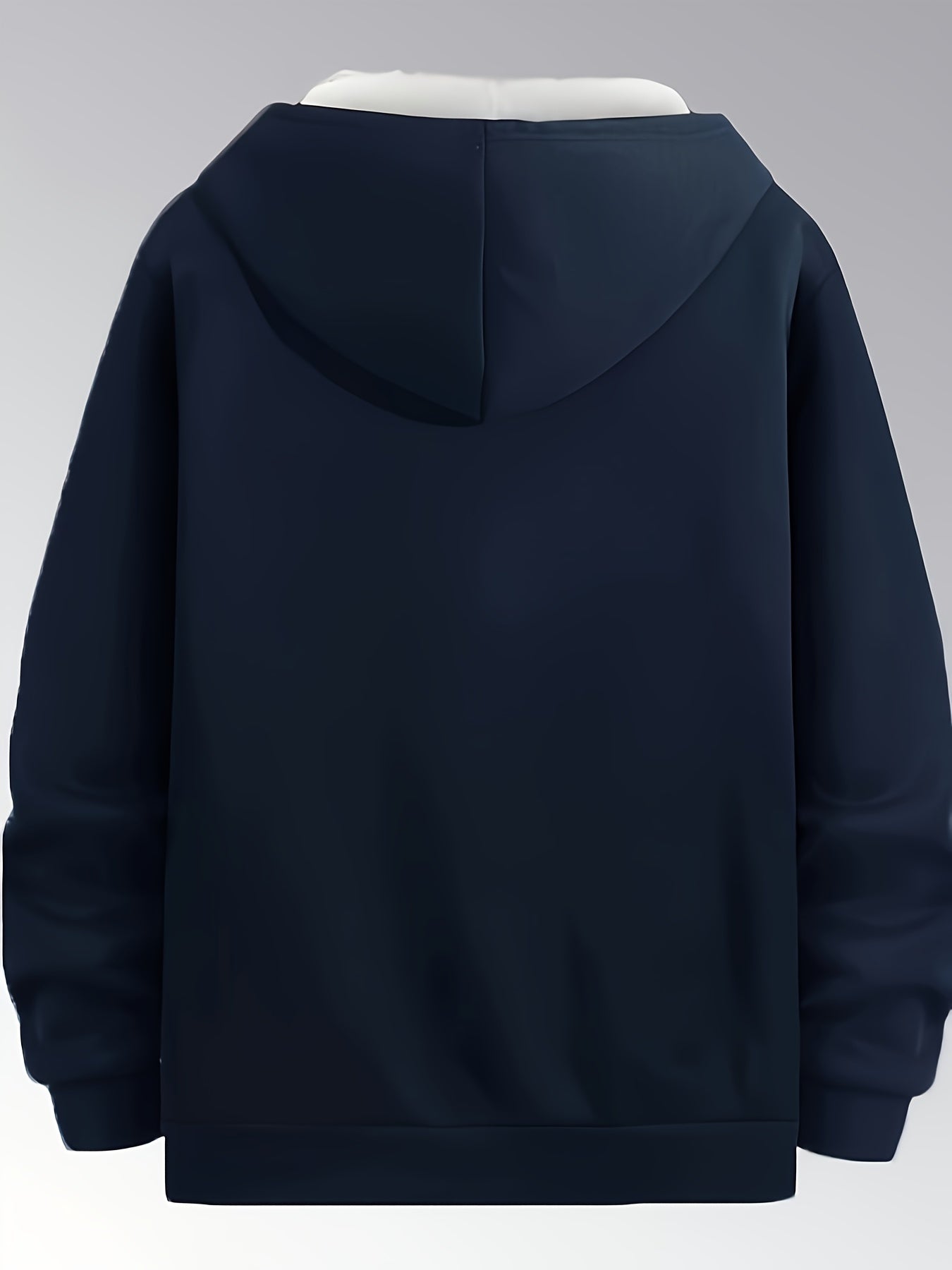 Plus Size Navy Blue Tiger Print Hooded Jacket with Pockets and Zipper