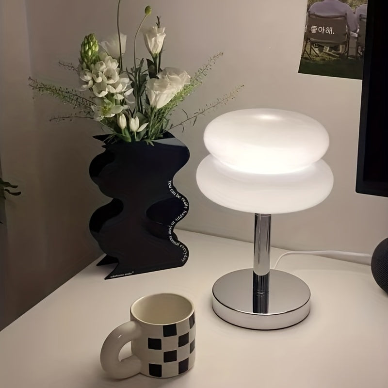 Modern Murano Glass USB Table Lamp Adjustable Brightness Touch Control Soft Glow White Yellow Orange