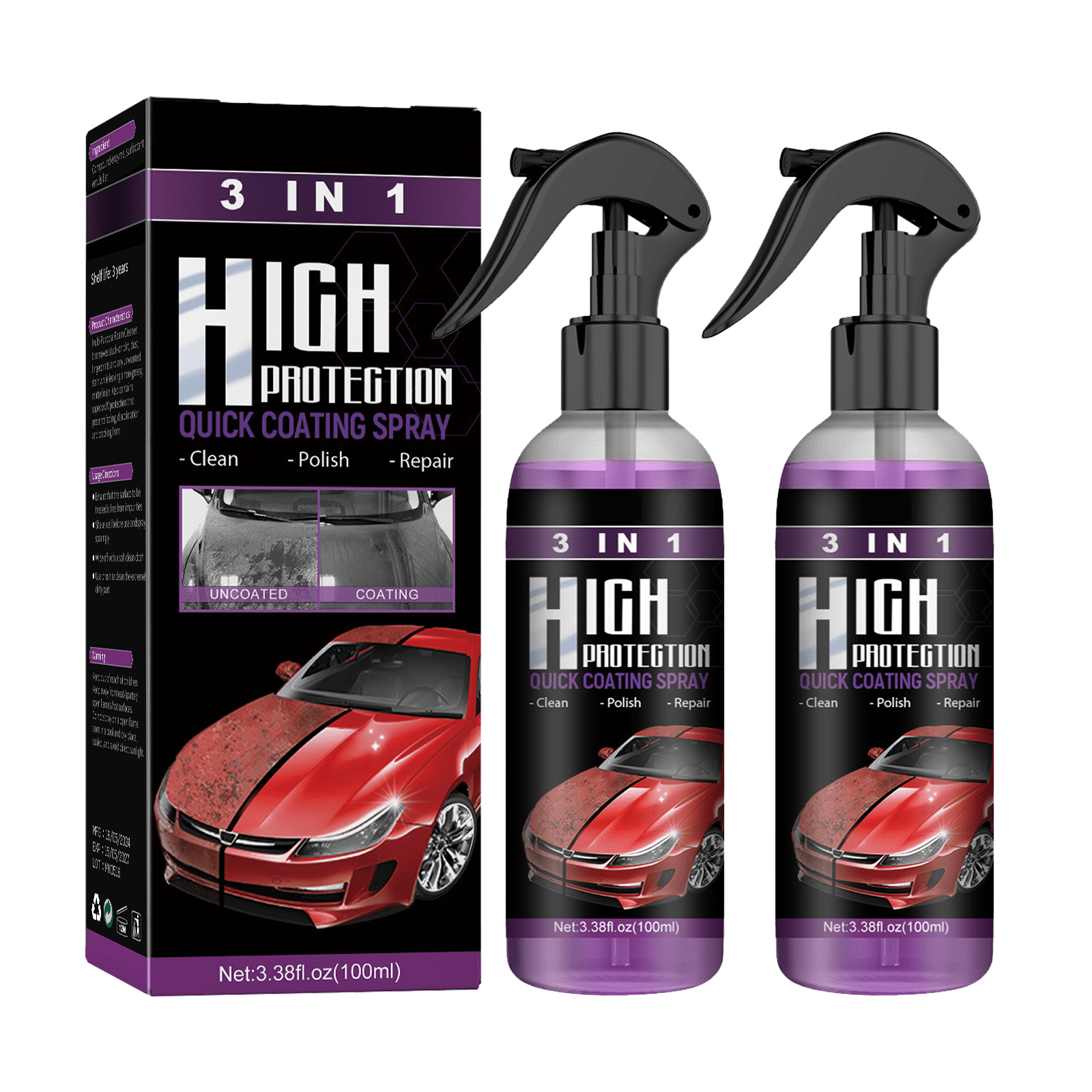 All-In-One Foam Cleaner 2-Pack 100ML Strong Automotive Deep Cleaning