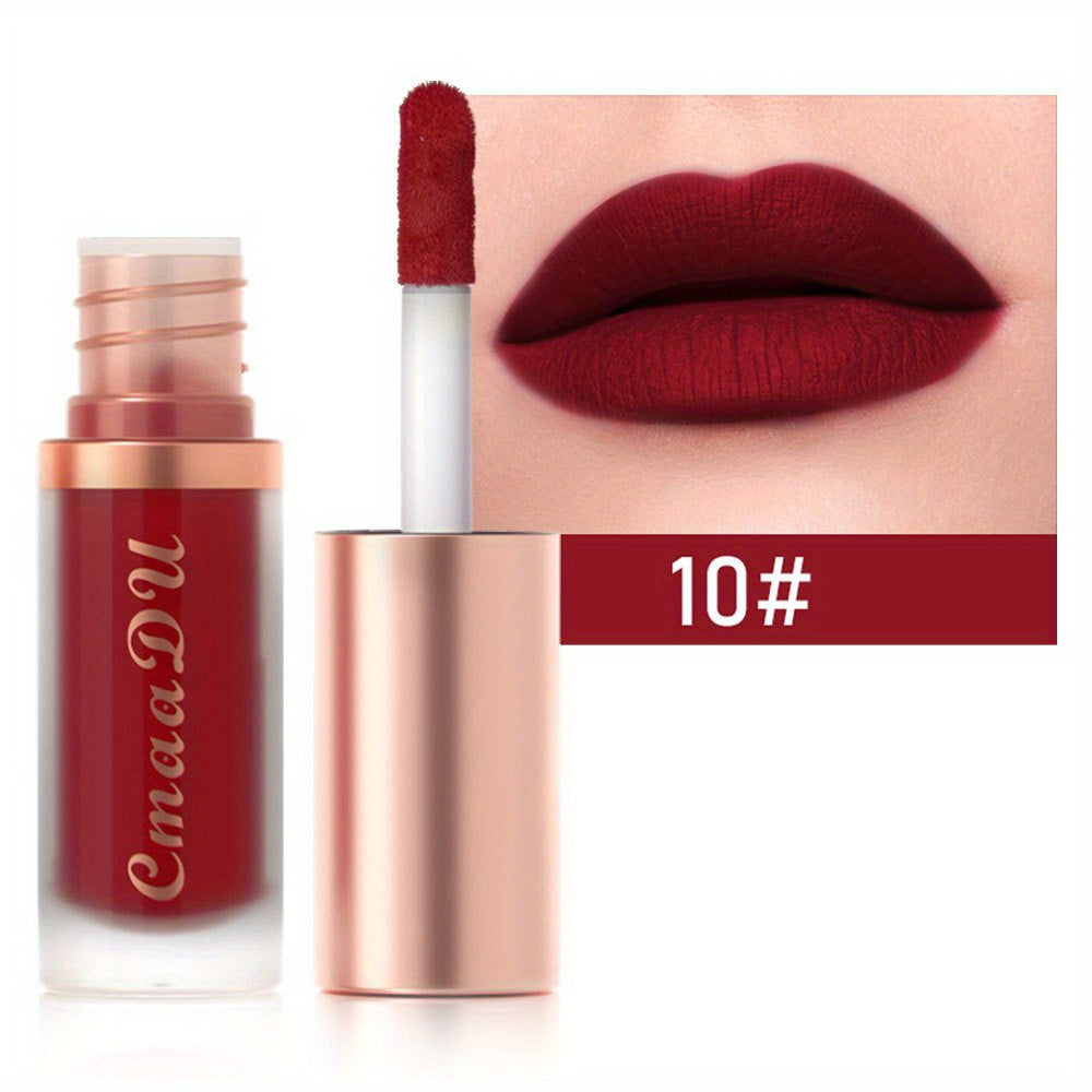 Women Waterproof Matte Lip Glaze and Velvet Lipstick 12 Colors Long-Lasting
