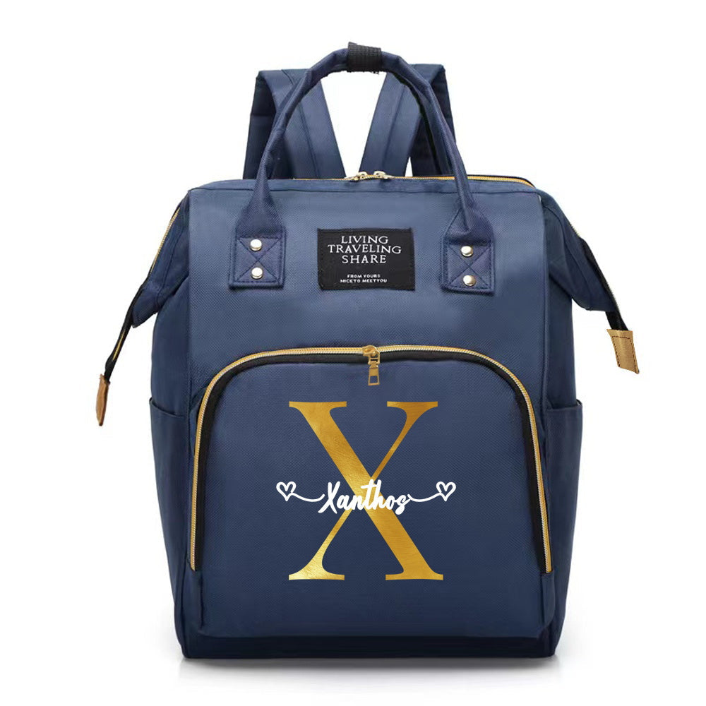 Personalized Oxford Cloth Diaper Bag with Large Capacity and Bottle Organizer