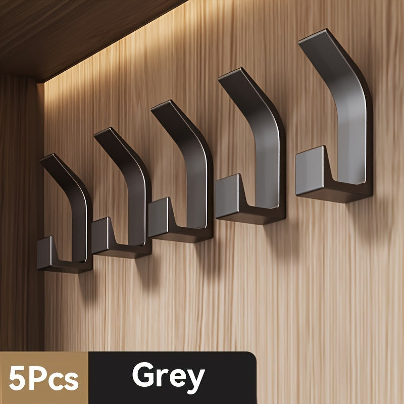 Set of 5 Self-Adhesive Plastic Wall Hooks for Kitchen and Bathroom Organization