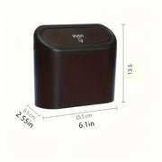 Black Car Trash Can with Lid Compact Leak-Proof Hanging Auto Garbage Bin