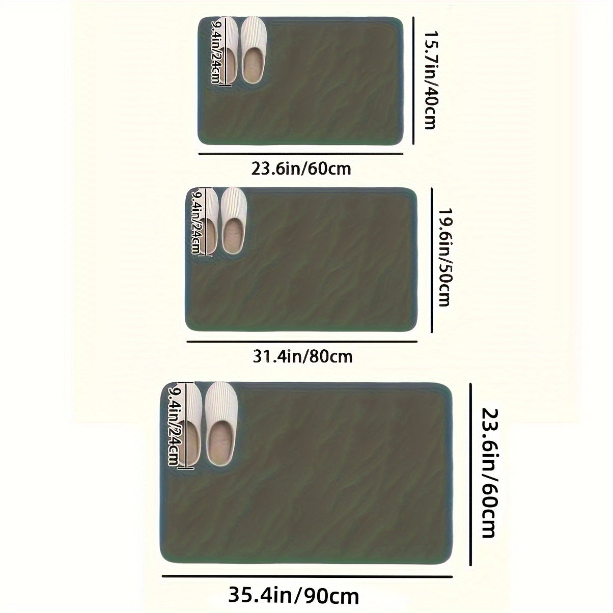 Yuqori singdiruvchi hammom matosi, sirpanmaydigan orqa qismi bilan, hammom va yotoq xonasi uchun juda mos. Tez quriydi, mashinada yuvish mumkin va uyda foydalanish uchun ideal. Hidli emas va elektr quvvati talab qilinmaydi.