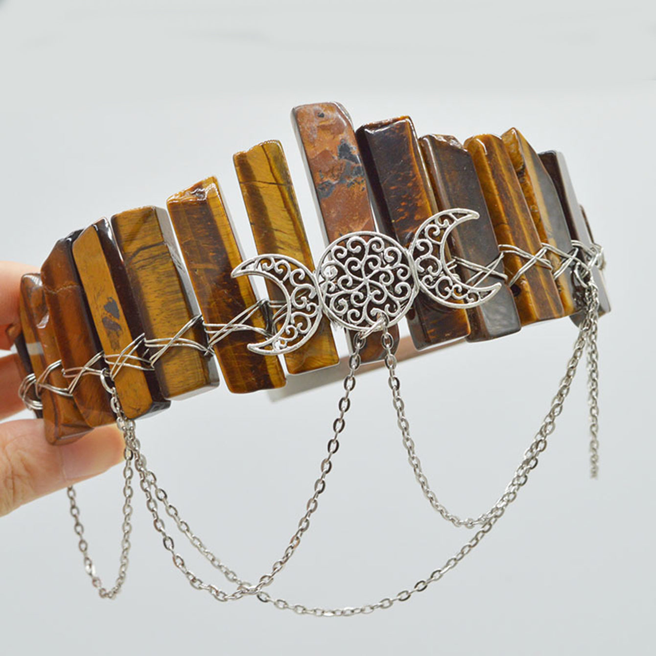 Crystal Quartz Crown Headband for Boho Weddings Festivals and Photoshoots