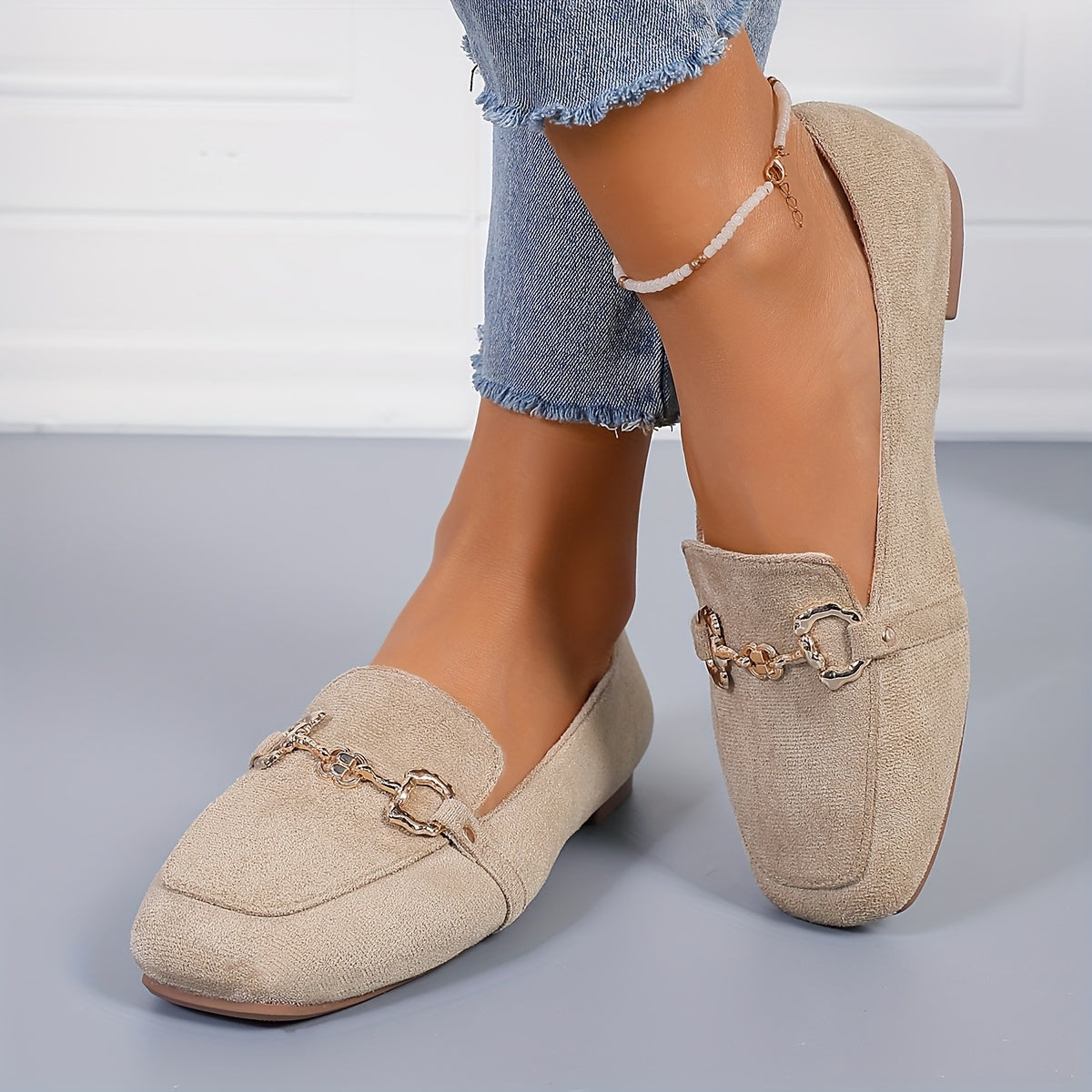 Women's Fleece Flat Moccasin Loafers Slip-On Casual Shoes for All Seasons