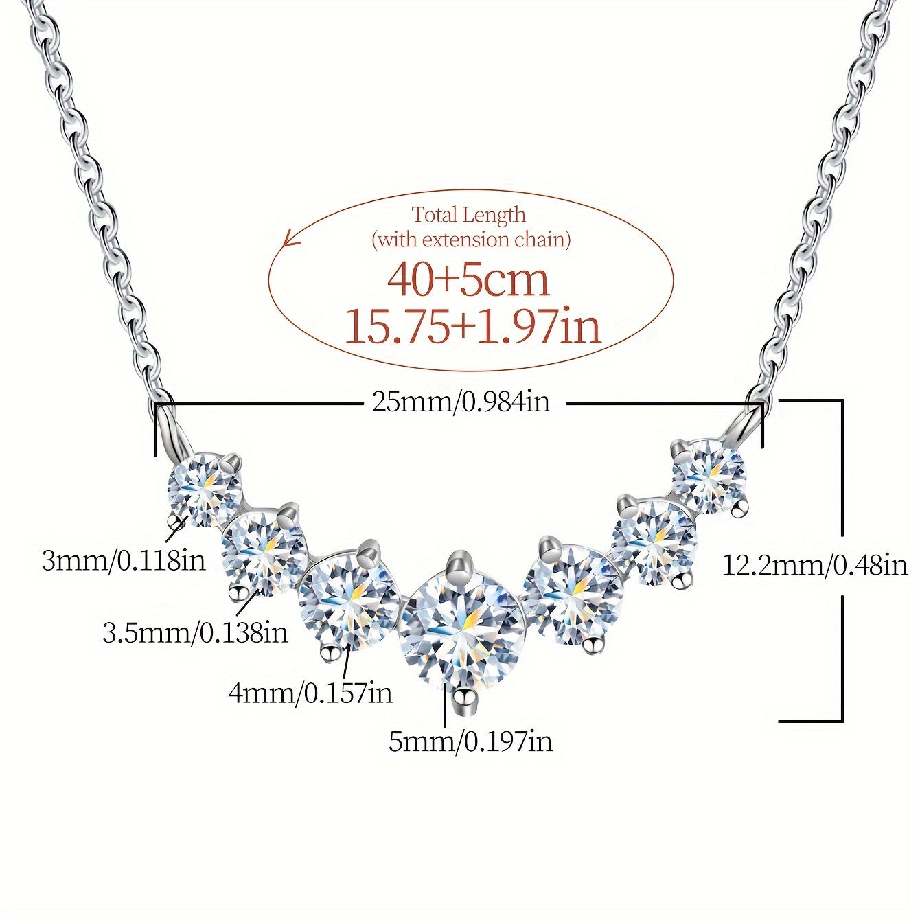 Women's Moissanite Pendant Necklace 1.7ct Sterling Silver Wedding Gift Jewelry