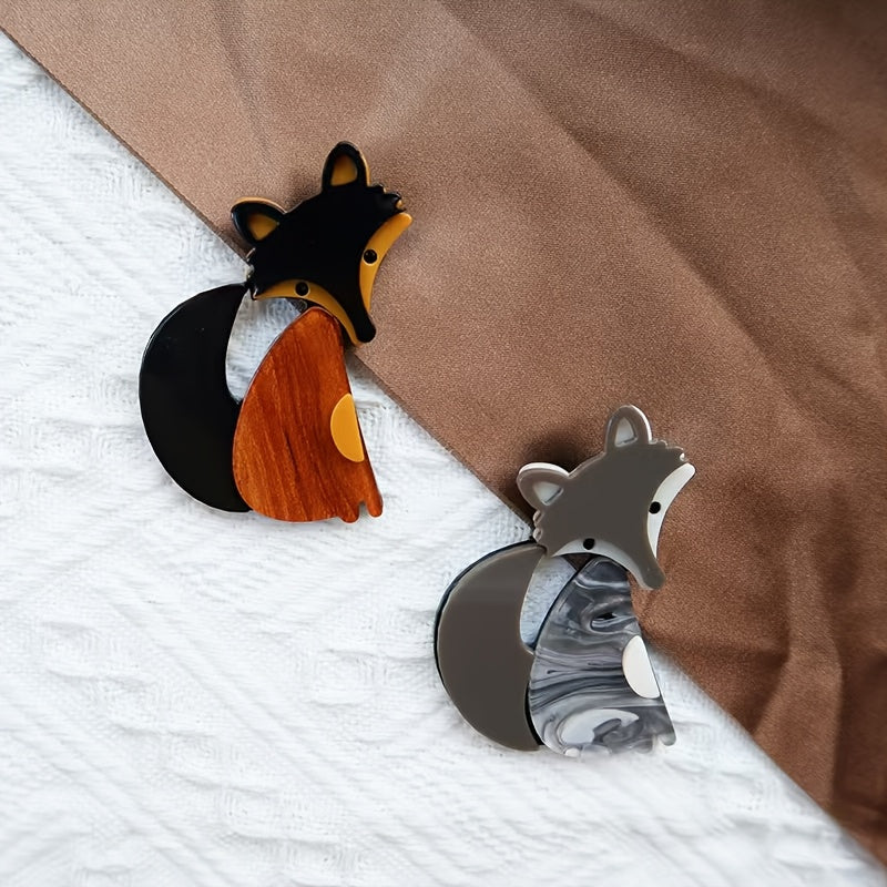 Fox Acrylic Brooch Pin Cartoon Animal Style Lapel Badge for Fashion Accessories