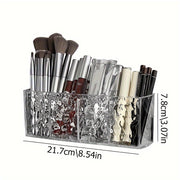 Clear PET Makeup Organizer with 4 Compartments for Brushes Lipsticks and Accessories