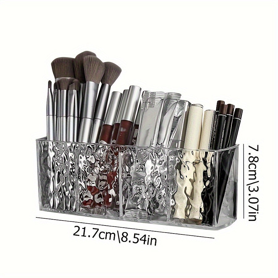 Clear PET Makeup Organizer with 4 Compartments for Brushes Lipsticks and Accessories