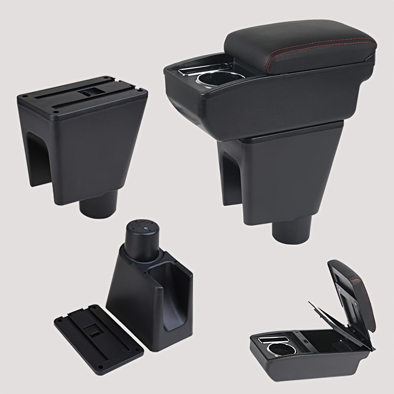Car Interior Black Armrest Center Console Storage Cup Holder Durable ABS