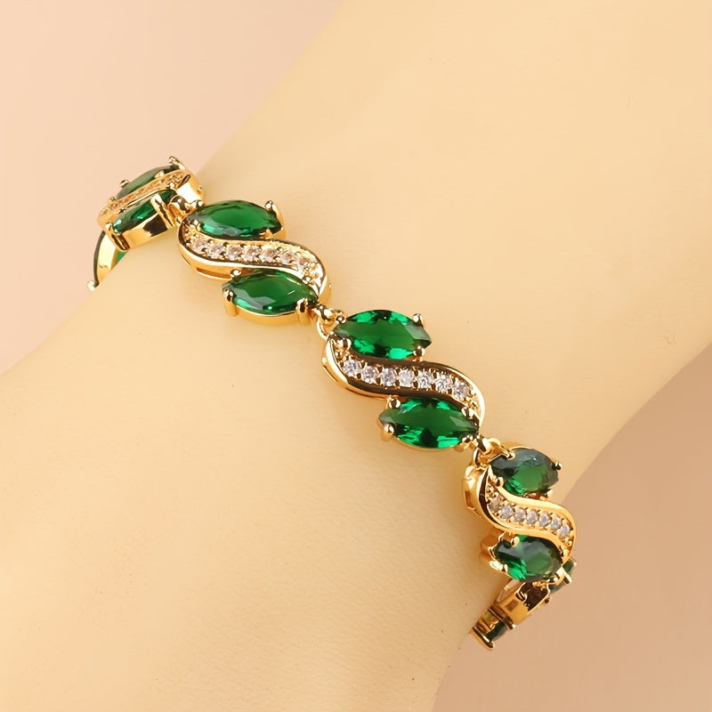 Zarif ayollar bilaguzugi, hashamatli kubik zirkon zanjir bilan - to'ylar va partiyalar uchun ideal, zamonaviy mis zargarlik tanlovi.