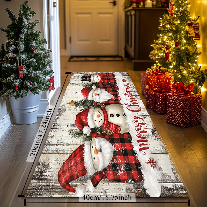 Christmas Plush Rug Santa Snowman Non-Slip Washable Indoor Outdoor 930gsm