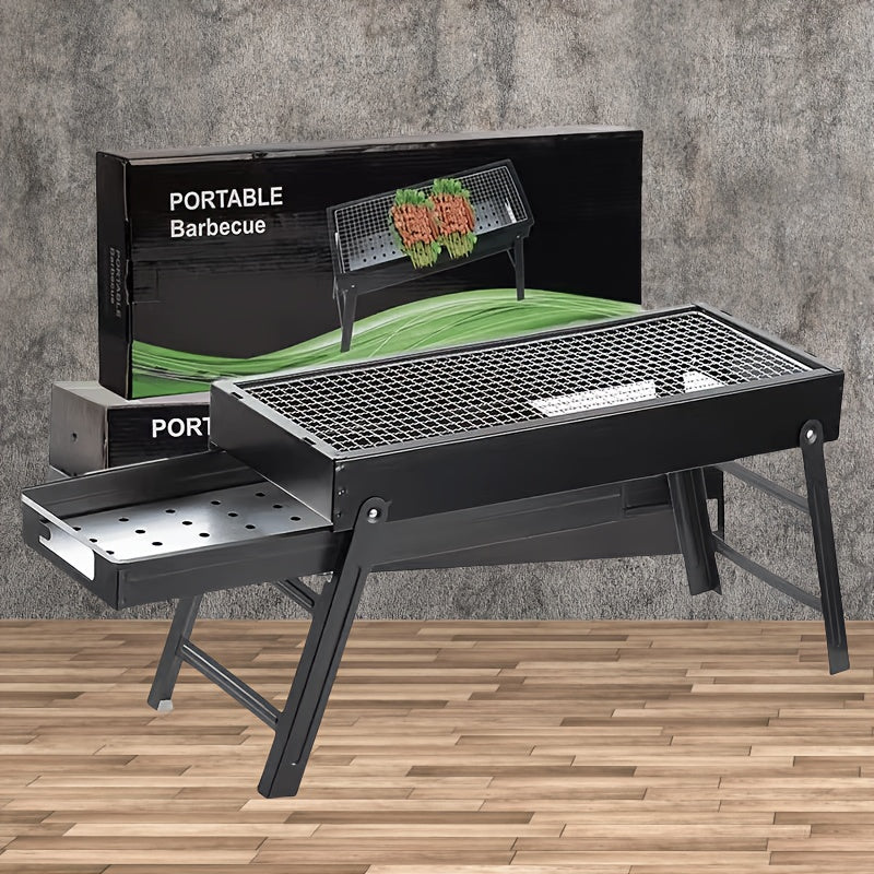 Портативный складной гриль для барбекю для кемпинга, пикников, вечеринок во дворе, без электричества, шампуры, посуда