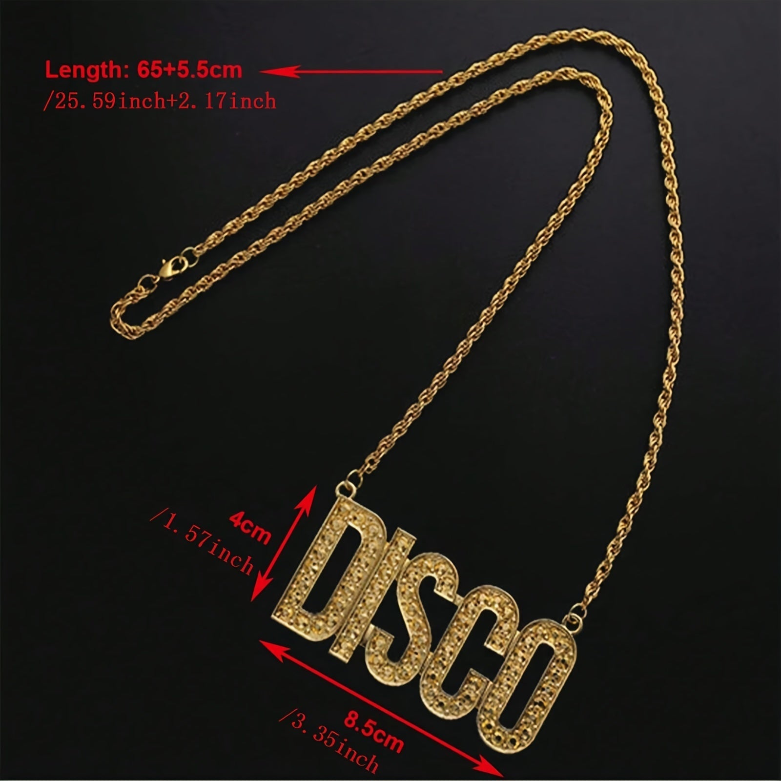 Conjunto de disfraz de los 70s y 80s con peluca rizada, gafas, bigote y collar para fiesta