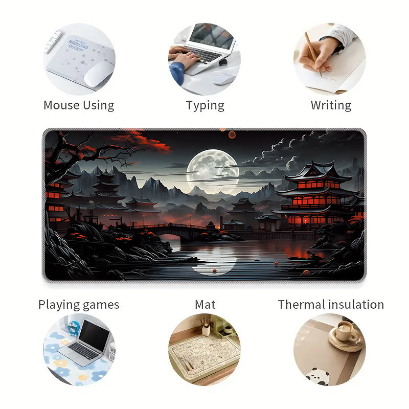 XL Japanese Fantasy Desk Mat Waterproof Non-Slip Large Gaming and Workstation Mouse Pad