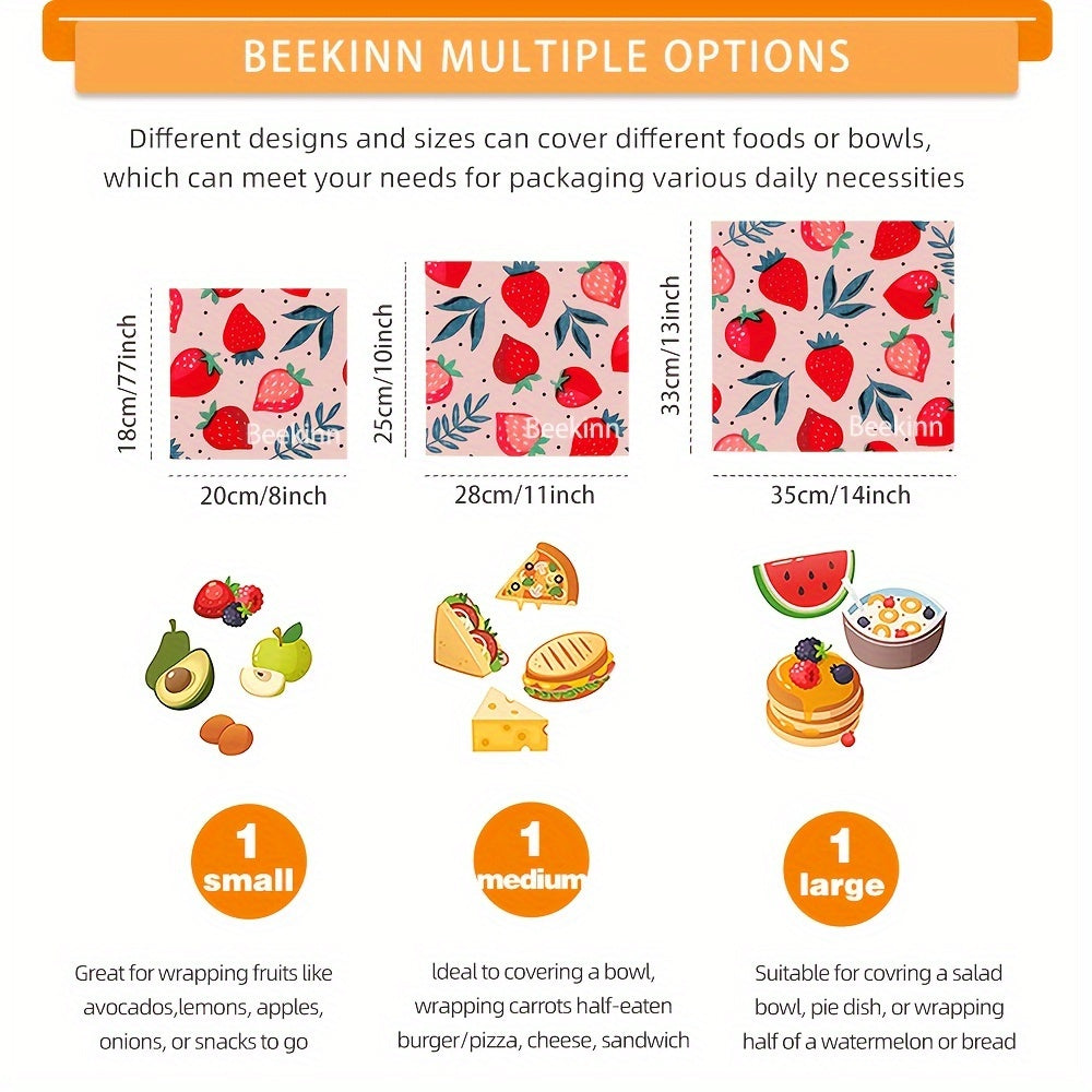 Juego de 5 envoltorios de cera de abeja ecológicos para alimentos, queso, fruta, pan, snacks